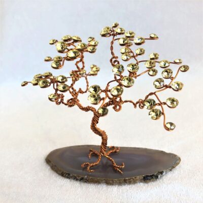 Arbre de Vie Cristal Swarovski Agate et cuivre jaune Jonquille