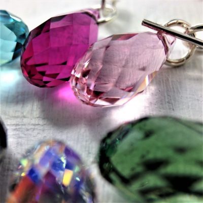 Boucles d'oreilles Briolette en perle de cristal Swarovski 13 mm sur crochets en argent 925