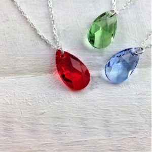 Pendentif Petite Amande en perle de cristal Swarovski 16 mm sur chaîne argent 925