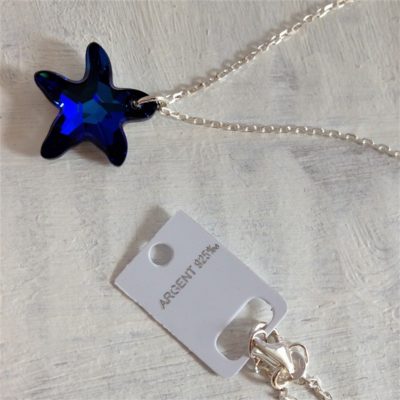 Pendentif Etoile de Mer 16 mm en cristal Swarovski monté sur chaîne en argent