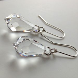 Boucles d'oreilles Pendule en cristal Swarovski 22mm crochets en argent Cristal transparent