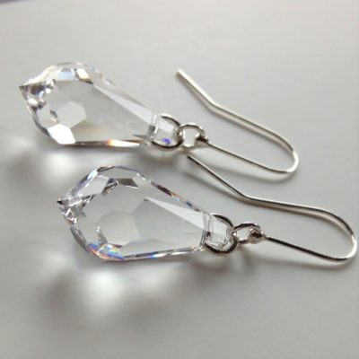 Boucles d'oreilles Pendule en cristal Swarovski 22mm crochets en argent Cristal transparent