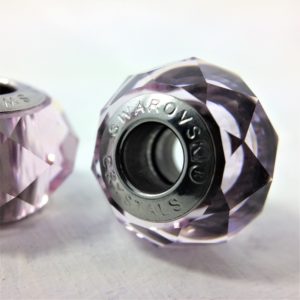 Charm Briolette métal rhodié cristal Swarovski facetté violet Light Améthyste