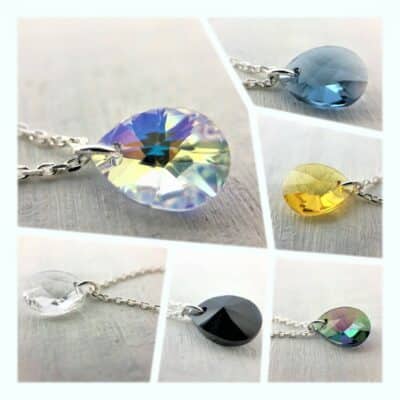 Pendentif Larme cristal Swarovski chaîne argent
