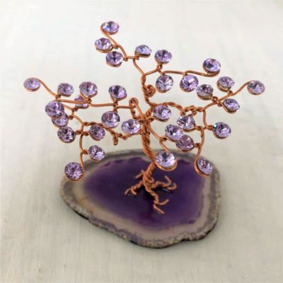 Arbre de Vie G minis cristal Swarovski Violet cuivre agate